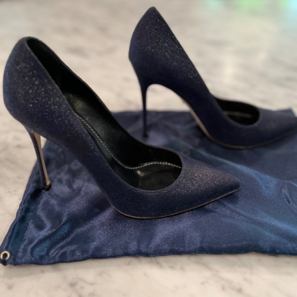 Sergio Rossi Sparkly Denim Pumps - Picture 2 of 6